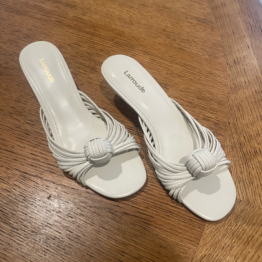Larroude Cream Knotted Heels - Picture 4 of 9